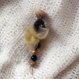 OOAK Handmade Fancy Grandma Granny Hat/Shawl Pin | Yellow Gold